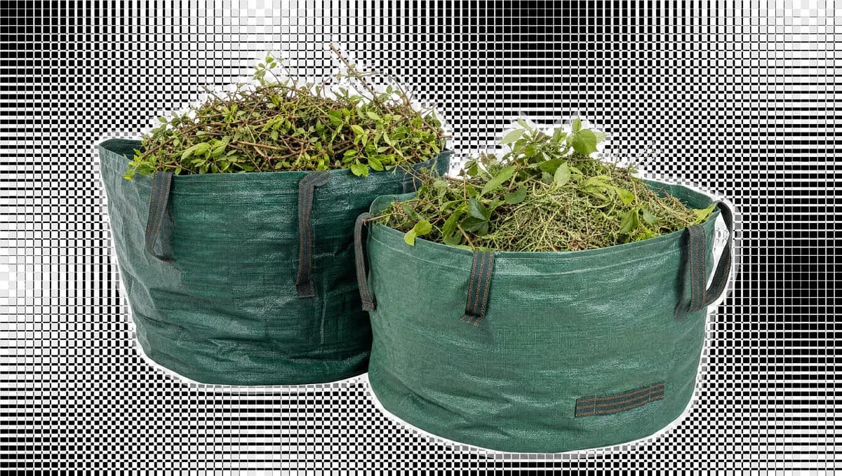 Garden waste bags full of branches and cuttings